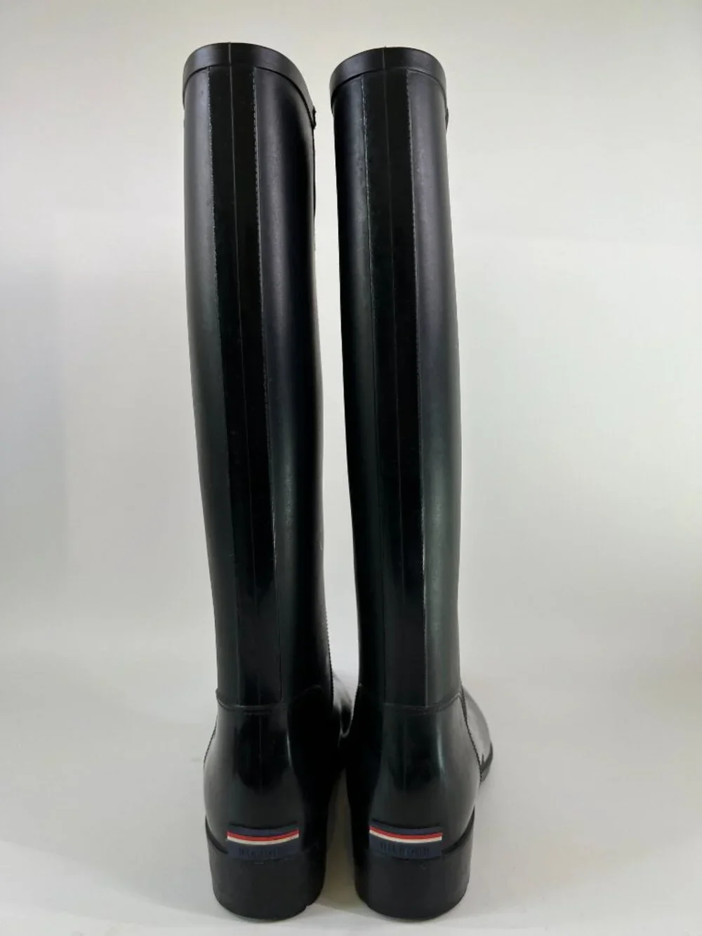 Tommy Hilfiger Womens 10 Karissa Black Rain Boots Pull On Water Resistant